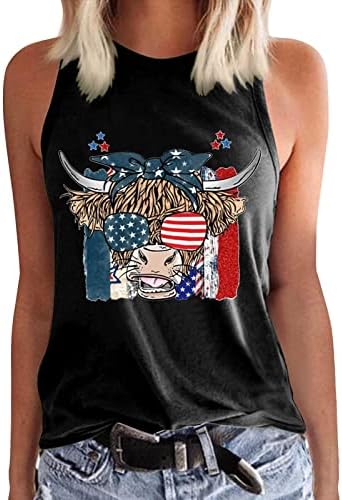 4. srpnja, košulje za žene s američkom zastavom, ljetni vrhovi bez rukava s okruglim vratom, majica sa zvjezdanim prugama,
