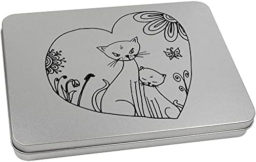 Azeeda 95 mm 'Mačka i mačića' Metalna zglobna limenka/kutija za odlaganje
