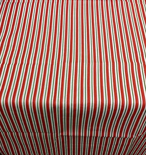 Praznični naglasak Waverly Stripe pamučna tkanina za jednokratnu upotrebu stolnjak, 60x84 duguljast, crvena/bijela/zelena
