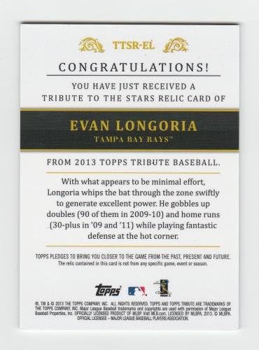 2013 Topps Tribute Evan Longoria Game rabljeni komad šišmiša 20/25 - MLB igra rabljena šišmiša