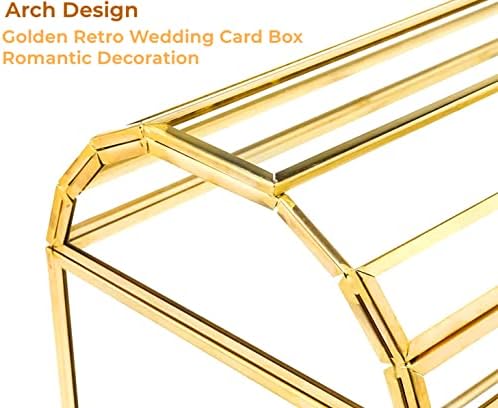 Utopz Arch-Disign Zlatni stakleni kutija s utora i zaključavanjem, metalna bistra kutija za svadbenu svadbu za bebe tuširanje