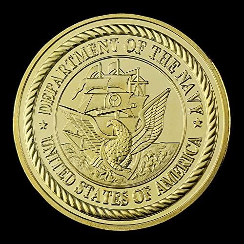 Vojni kovanski pečat Team Souvenir Odjel za mornaricu kolekcionarsko poklon zlato pozlaćen američki vojni izazov novčić