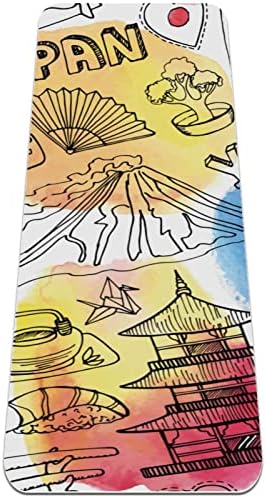 6 mm Extra debela joga prostirka, Japan Doodle Elements Print ekološki prihvatljiv TPE TPE Mats Pilates Mat sa jogom, vježbanjem,