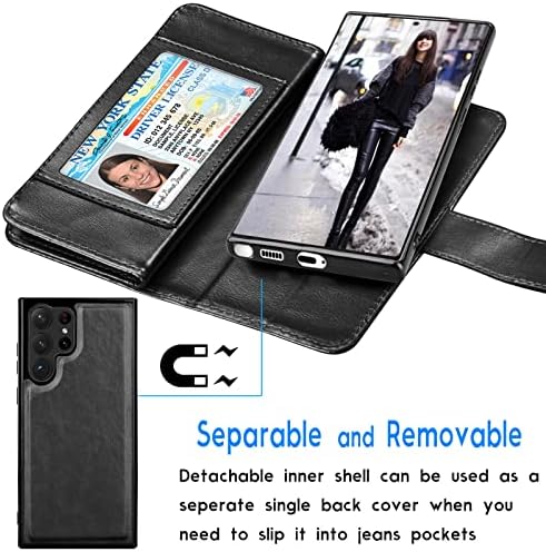 Torbica Galaxy S23 Ultra, torbica-novčanik Galaxy S23 Ultra 5G, luksuzni držač za kreditne kartice Tekcoo od umjetne kože