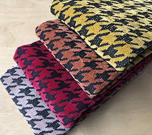 Tamno siva ženilska Tkanina Houndstut, žakard tapiserija, presvlaka od super meke tkanine-rastezanje na 2 strane-širina 59