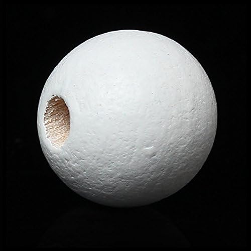 400 bijelih okruglih drvenih perli promjera 12 mm ili 1/2 inča s otvorom od 2,6 mm