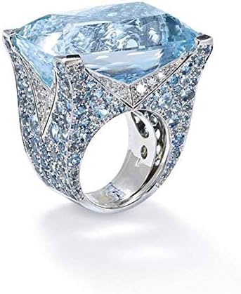 Elegantni srebrni prsten s velikim akvamarinskim draguljem od 925 komada, zaručnički Ženski nakit, novitet