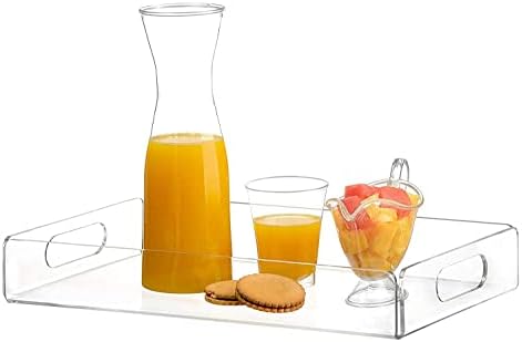 Akrilni ladici za čaj za čaj i ladica za kavu za doručak Clear akrilni ladica za posluživanje s ručkama