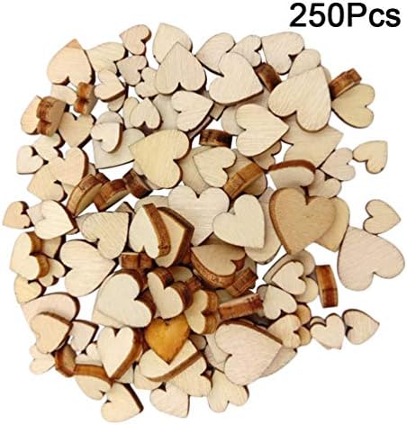 250pcs drvene kriške u obliku srca drveni konfeti ukrasi drveni detalji za obrt Zanatski ukrasi rustikalni vjenčani viseći