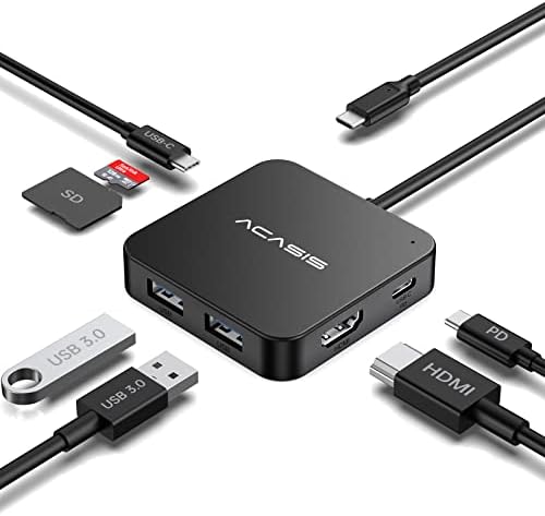 USB hub C, многопортовый USB adapter C na HDMI 7 u 1, 4K HDMI, snaga 100 W, 2-port USB-A 3.0, 1 USB hub C 3.0, čitač kartica