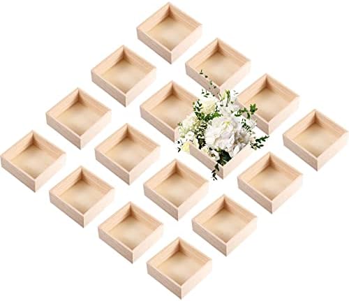 & Nedovršena drvena kutija kvadratna rustikalna kutija od 6 inča organizator za pohranu rukotvorina uređenje doma kolekcionarstvo