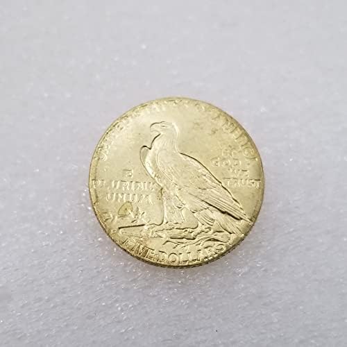 Antique Crafts American Gold Coin 1909-s 5 $ Zlatni indijski poluajski novčić srebrni dolar