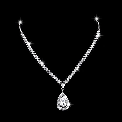 Srebrna ogrlica naušnice Set vjenčanog nakita od rhinestona set kristalnih ogrlica choker Set za žene