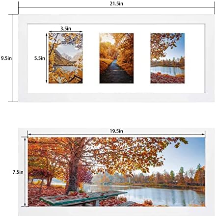 Golden State Art, Okvir za slike 8x20, bijeli, prikazuju tri fotografije 4x6, čvrsto drvo s kaljenim staklom - horizontalni