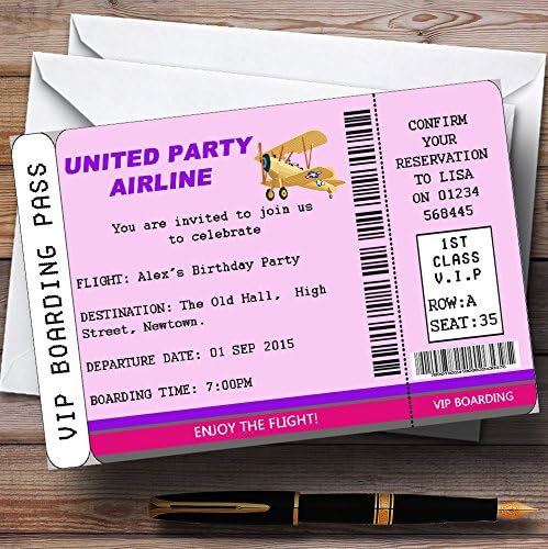 PINK VIP avion za ukrcavanje prolazne karte tema Personalizirana rođendanska zabava.