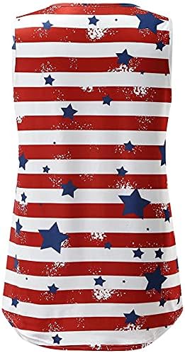 Dan neovisnosti tenkovske vrhove ženske američke zastave tisak 4. srpnja majice labave rukavice V vrat Patriotska prsluka