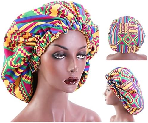 Czdyuf 38 cm veliki print satenski poklopac kape za kosu spavanje afričkog uzorka print noćni šešir pribor za stil kose