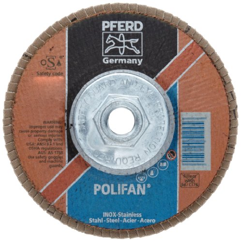 PFERD POLIFAN PSF Abrazivni disk zaklopke, tipa 27, rupa s navojem, podloga fenolne smole, aluminijski oksid, 4-1/2 dia.,