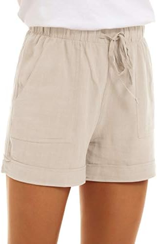 Goldpkf ženske vučne trake ležerne ljetne elastične kratke hlače pamuka s džepovima