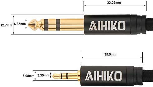 Aihiko 1/4 do 1/8 stereo kabel s kućištem od legure cinka i zlatnim utikačima najlon pletenica 6,35 mm do 3,5 mm TRS mini
