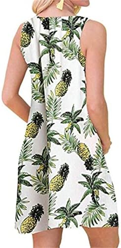 Trebin Women Summer Pulover casual plaža print za rukav bez rukava haljina labava mini haljina