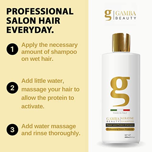 Gamba Beauty Keratin šampon za tretman kose - jačanje keratinskog šampona - tretman keratinom kose - popravlja oštećenu kosu,