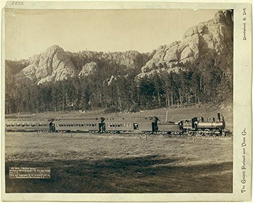PovijesneFindings Foto: Harney Range, krivulja konjskih cipela, Custer City, South Dakota, 1891, planine, vlak, RR