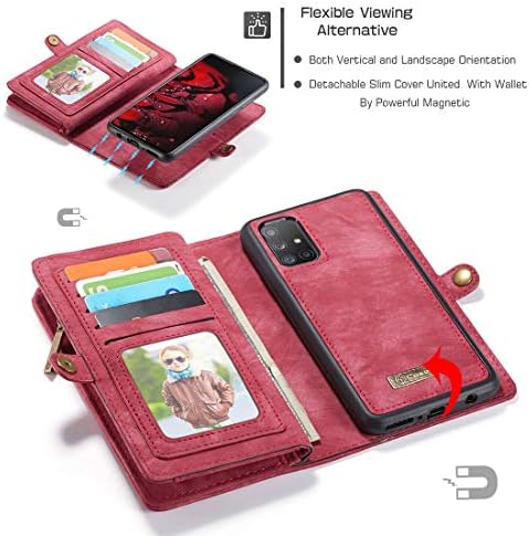 Torbica SZCINSEN za Samsung Galaxy A71 Multifunkcionalni Kožni novčanik torbica za mobitel Koža zatvarač i izmjenjivi magnetski