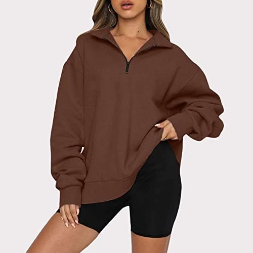 Kuaileya 3/4 ZIP pulover žene prevelike kapuljače za ženske polovine zip pulover dukserice dugih rukava Quarter Zip Hoodie