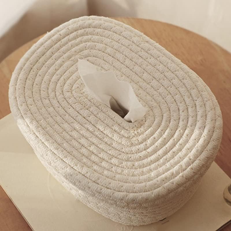 Genigw ovalni konop utkani papirnati kutija za tkivo za ormar za dnevnu sobu funkcionalno u zatvorenom prostoru ručno rađena