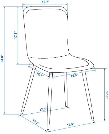 Set namještaja od 4 skandinavske baršunaste stolice s udobnim sjedalom i čvrstim metalnim nogama za kuhinju, dnevni boravak,
