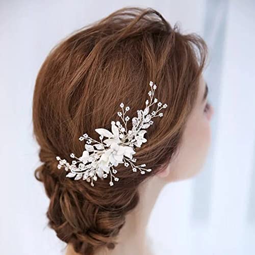Ručno izrađeni srebrni vjenčani češalj s kopčom za kosu cvijet mladenke vjenčane frizure djeveruše vinova loza kristalni