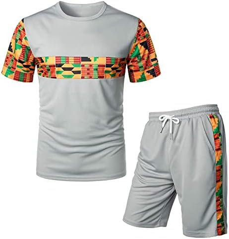 2023 muških odijela za staze setovi afrički etnički print ljetni vrhovi kratkih rukava i kratke hlače muške staze odijela