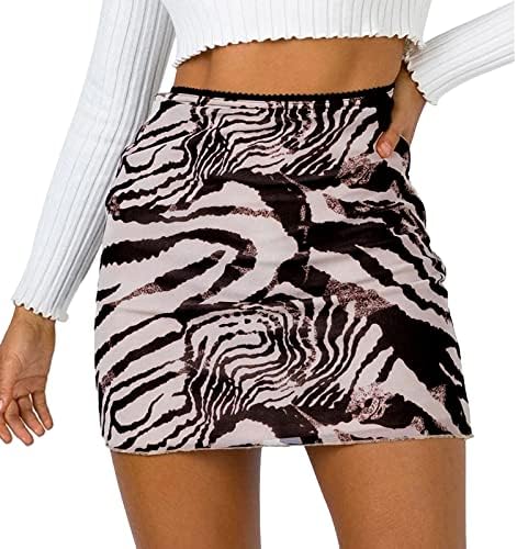 Seksi suknje za žene trendovski paket hip suknja mini suknja Grapic Tiskana ljetna mreža visoki struk dvostruki sloj vitka