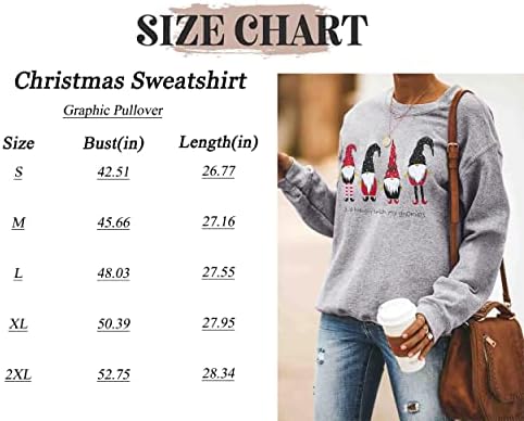 Barlver Žene božićne džempere džemperi s dugim rukavima nejasne majice za odmor grafičke košulje