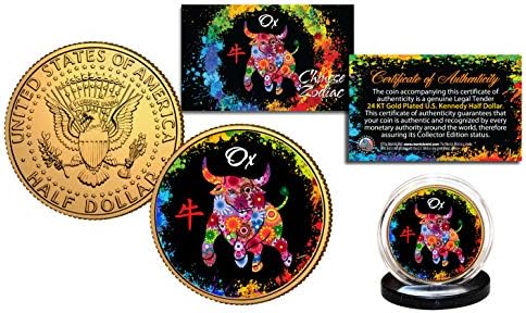 Kineski zodijački polyhrom originalni JFK pola dolara 24K Zlatni kovanik - vol