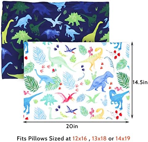 Jastučnica za jastuk za djecu, dječji jastuk za spavanje, 2 pakiranja dinosaura set Fit Pjevo veličine 13 x 18 ili 14 x19,