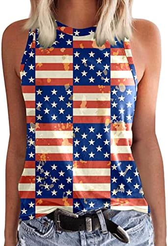 4. srpnja vrhovi tenkova za vježbu za žene vježbanje patriotske američke zastave majice O-Neck casual rukavi bez rukava tunika