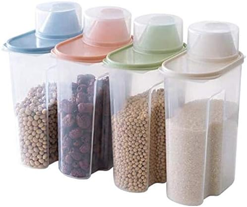 4pcs Plastični dozator za suhe žitarice kutija za pohranu kuhinjskih zrna hrane riža u kontejneru prozirna hrskava zrna spremnik