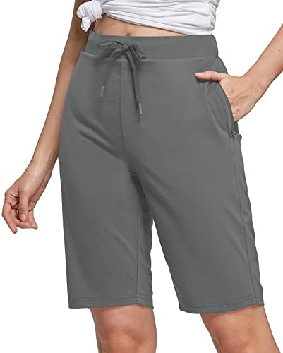 Baleaf žene od 10 bermudskih kratkih kratkih hlača duge kratke hlače s džepovima s patentnim zatvaračem za ljeto casual
