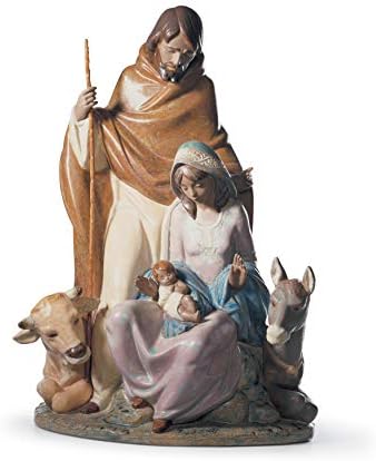 Lladró radosni događaj božićnice figurice. Gres. Porculan lik svete obitelji.