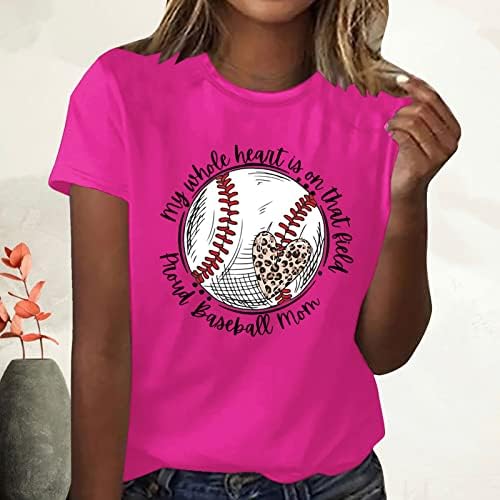 Ženske bejzbol majice tisak grafičke majice Slatke mama majice vrhovi Standard Fit majice za vježbanje kratkih rukava za