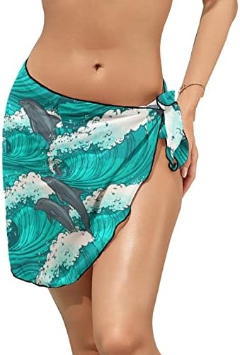 Morski valovi dupini ženski kratki sarongs plaža omota seksi kupaći kostim modni bikini šal