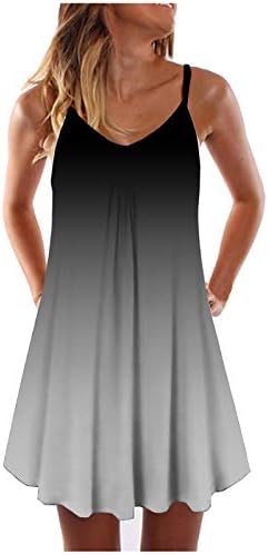 IQKA Womens Summer Casual Tank Odjeljci Cijena seksi špageta naramenica V vrat a-line mini haljina vestidos
