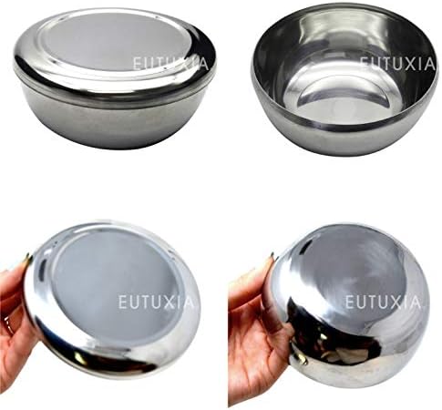 Eutuxia korejski zdjela s rižinom od nehrđajućeg čelika + poklopac, set od 4. Tradicionalna, okrugla i neraskidiva. Držite