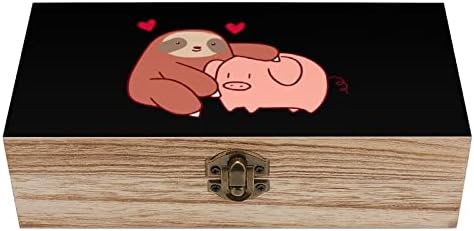 Sloth voli kutiju za skladištenje svinjskog drveta radna površina mali ukrasni organizator kutije s poklopcem