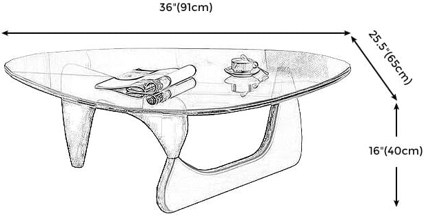 Stolić za kavu alu, moderna 11,7-inčna moderna apstraktna drvena podloga, stolić za kavu sa staklenim vrhom nepravilnog oblika,