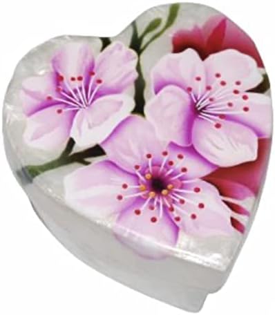Kubla Crafts Capiz Shell Keeping Box, 3 inča cvjeta trešnje u obliku srca, 4776yl