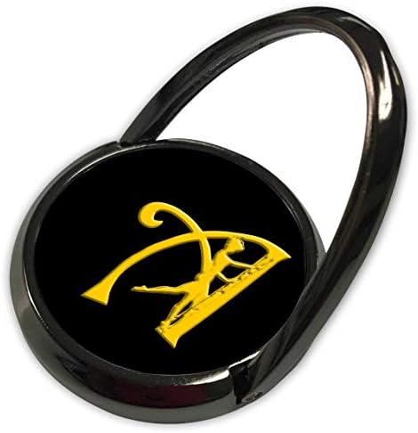 3Drose Alexis dizajn - Monogram ljepota - žuta početna, ženska silueta na crnoj boji. Elegantno pismo A - Telefonski prsten