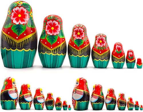 AEVVV ruske lutke za gniježđenje set od 7 PCS - lutka matryoshka u bjelorusijskoj tradicionalnoj Sarafan haljini s ukrasima
